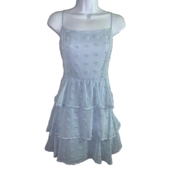 Trixxi Dresses & Skirts - Trixxi Baby Blue Swiss Dot Chiffon Mini Dress